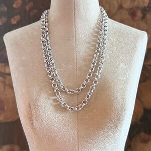 Vintage Monet Silver Tone Rolo Chain Necklace
